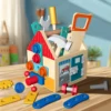 Kids Wooden Tool basket Pretend Play Set Nut Disassembly Screw Assembly Simulation Repair Carpenter  Montessori Education Toys 1