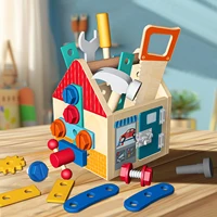 Kids Wooden Tool basket Pretend Play Set Nut Disassembly Screw Assembly Simulation Repair Carpenter  Montessori Education Toys 1