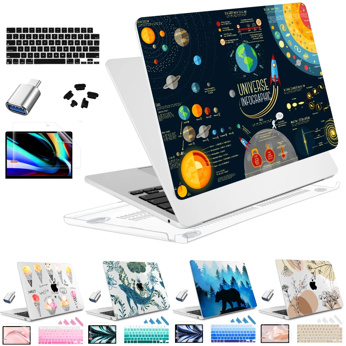 

Planet print case for MacBook Air 13 Inch 2020 2019 2018 M1 A2337/A1932/A2179 Retina M2 A2681Pro13 14 16 Plastic Hard Shell Case