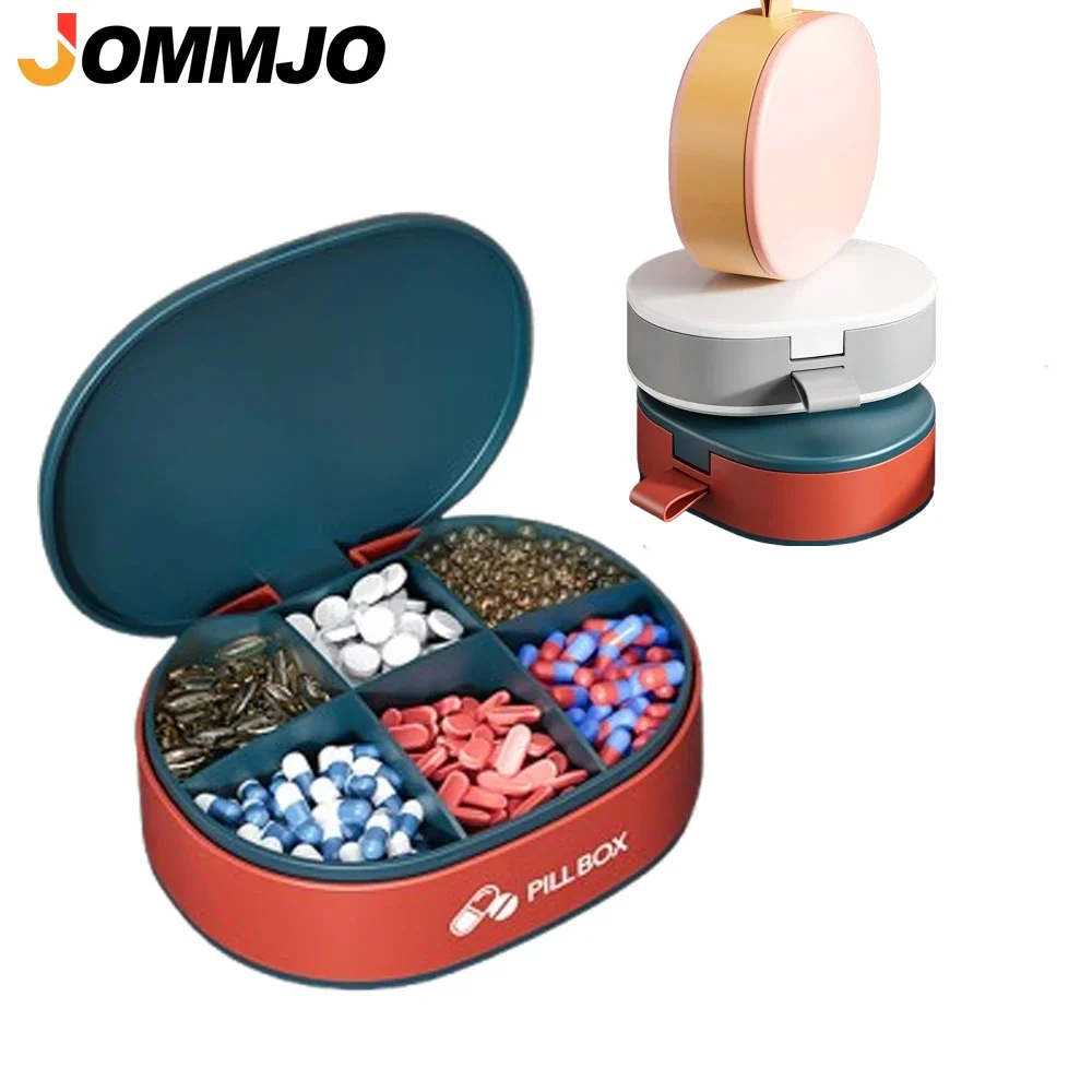 Compact Travel Pill Organizer - Portable Medicine and Vitamin Case with 6 Compartments