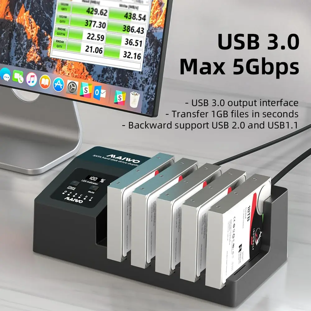 MAIWO ϵ ̺ ŷ ̼,  Ŭ  ÷ , 5  SATA-USB 3.0 HDD ̽, 2.5 ġ, 3.5 ġ HDD, SSD