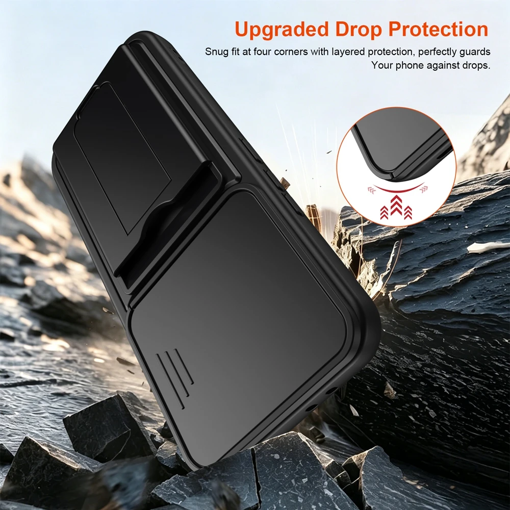 Premium Shockproof Card Holder Wallet Phone Case with Lens Protection and Stand Functionality