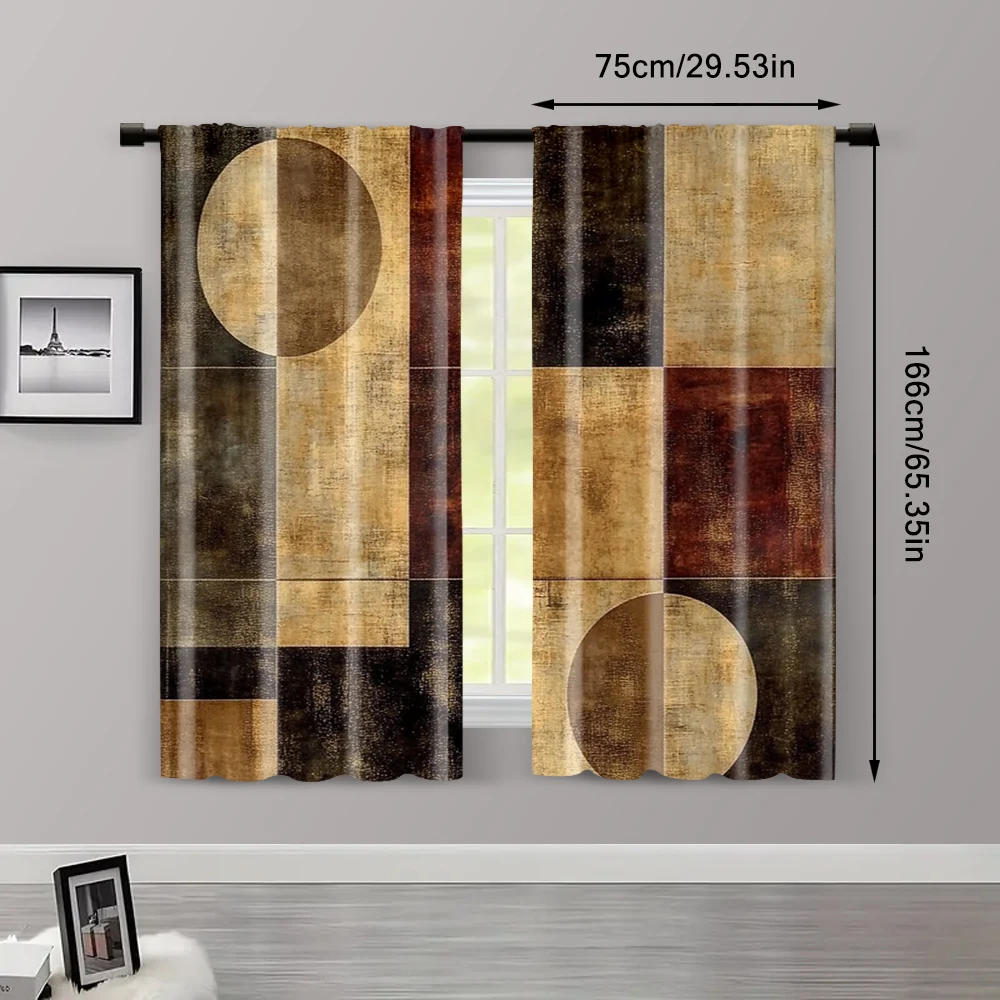 2pcs, Popular Curtains 2D print Contemporary Abstract Black and White Versatile Polyester Fabric (without rod) Stuff Clearance 3