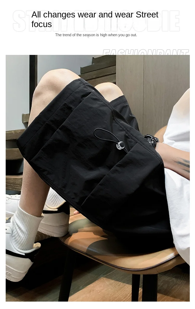 Description Picture 2 of itemMen's Cargo Shorts with Elastic Waist and Drawstring - Perfect for Cycling, Fitness, and Outdoor Activities