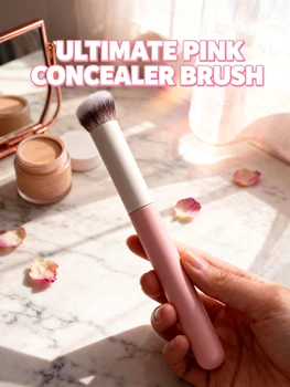 Oblique head precise concealer makeup brush pink comfortable handle concealer brush soft hair easy to clean no brush mark beauty tool 1