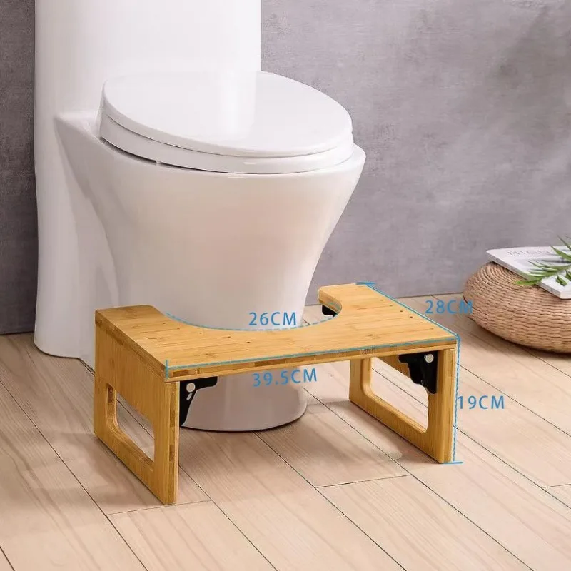 BambooToilet Stool Foldable Squatting Step for Bathroom Waterproof Maternity Footrest Sturdy Kid's Step Stool for Added Height