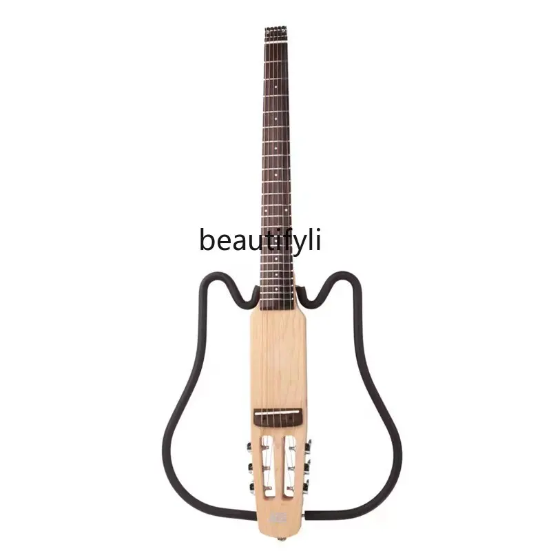 

yj Folding Mute Guitar Electricity Box Beginner Entry Portable Travel Folk Classical Headless Wooden Guitar Left