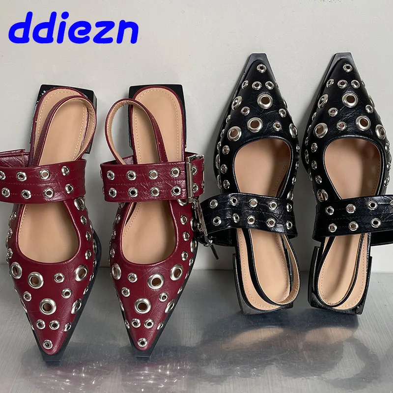 Women Slingback Sandals Women Flat Shoes Big Size Fashion Shallow Slingbacks Ladies Flats Sandals Shoes Female Pointed Toe Footwear Women Flats With Sandals Shoes