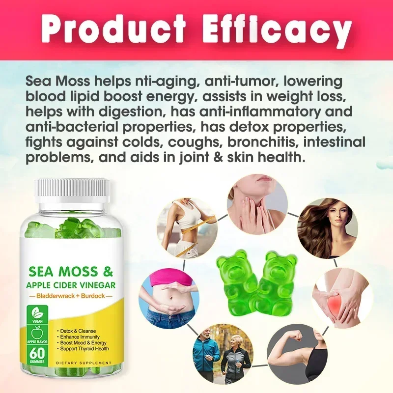 1 bottle seaweed gummies with low calories dietary fiber satiety as a health food