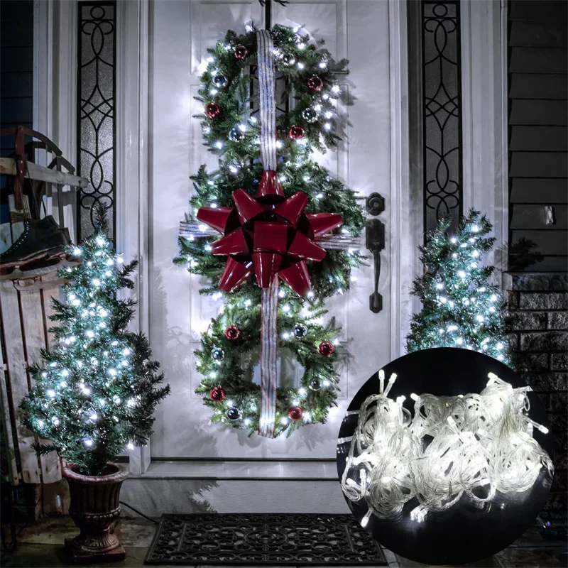 Holiday Outdoor String Lights For Xmas Tree Birthday Party Garden100M 50M 30M 20M 10M 220V 110V LED Fairy Light  Christmas 10m 20m 30m led crystal globe bubble ball string lights outdoor waterproof christmas garlands ball fairy light string ac110 220v