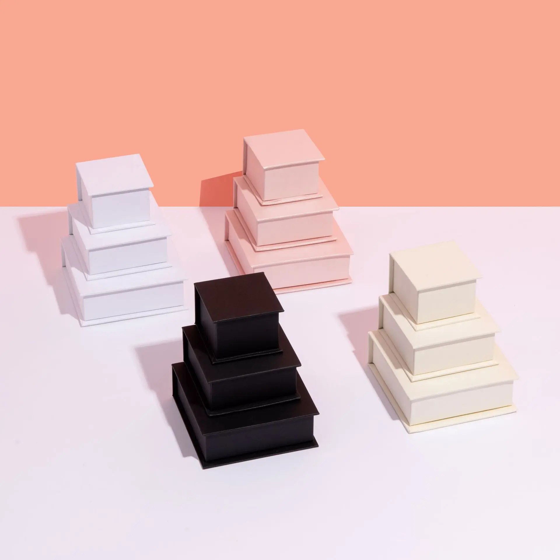 10-pack Bulk Solid Color Closure Top Flip Jewelry Gift Box Packaging Magnetic Jewellery Paper Boxes With Grey Sponge Wholesale