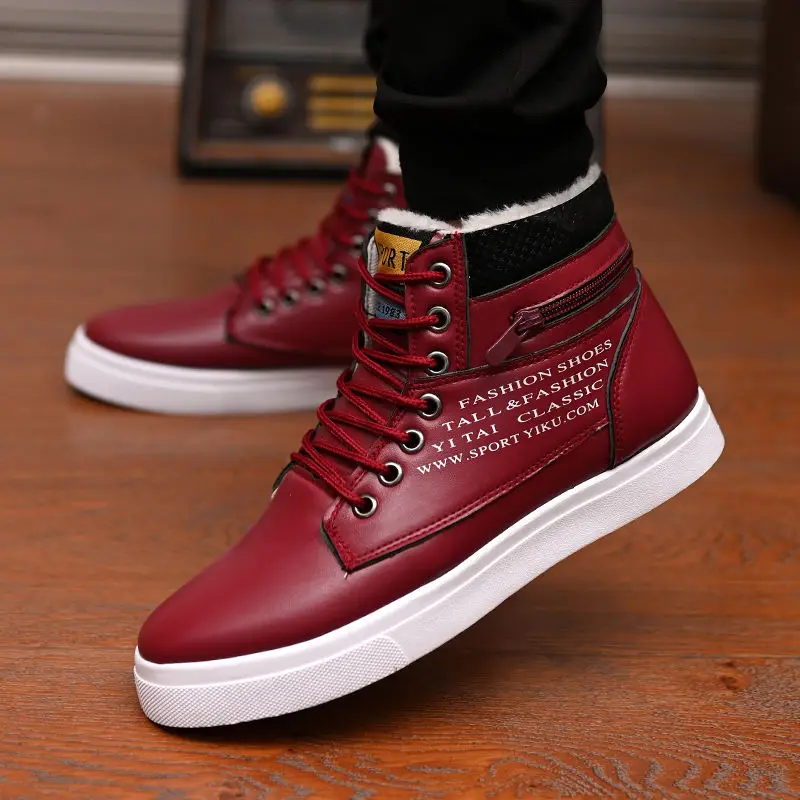 

Ankle boots men snow boots winter warm Lace-up men shoes Nice new fashion flock plush winter boots men shoe plus size