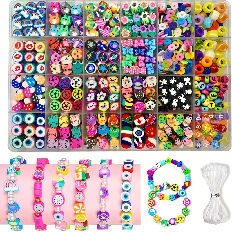 700Pcs 쥬얼리 만들기 키트 목걸이 & 팔찌 용 DIY 페르시 공예 아크릴, 부드러운 점토, 동물의 매력, 폴리머 클레이 비드 세트