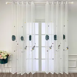 Cartoon Outer Space And Rocket Embroidered Tulle Curtain For Boys Children Bedroom Living Room Window Sheer Voile Drapes Custom