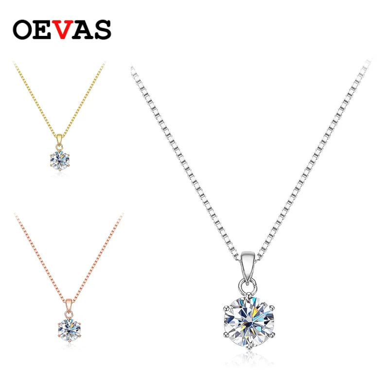 Pendant Necklace Silver Necklace Moissanite Necklace 1 Carat Real Moissanite Pendant Necklace 925 Sterling Silver For Women