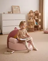 Toddler Chair Comfy, Foam Kids Chair with Soft Teddy Plush, Toddler Reading Armchair with Cute Rainbow Designs- Blush Pink 1