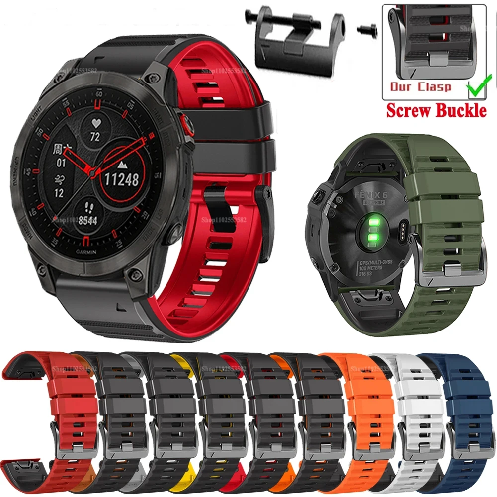 

26MM 22MM Silicone Watchband Straps For Gar Min Fenix 7X 7 Instinct Epix2 6X 6 Pro Wristband Fenix 5X 5 Plus Smartwatch Bracelet