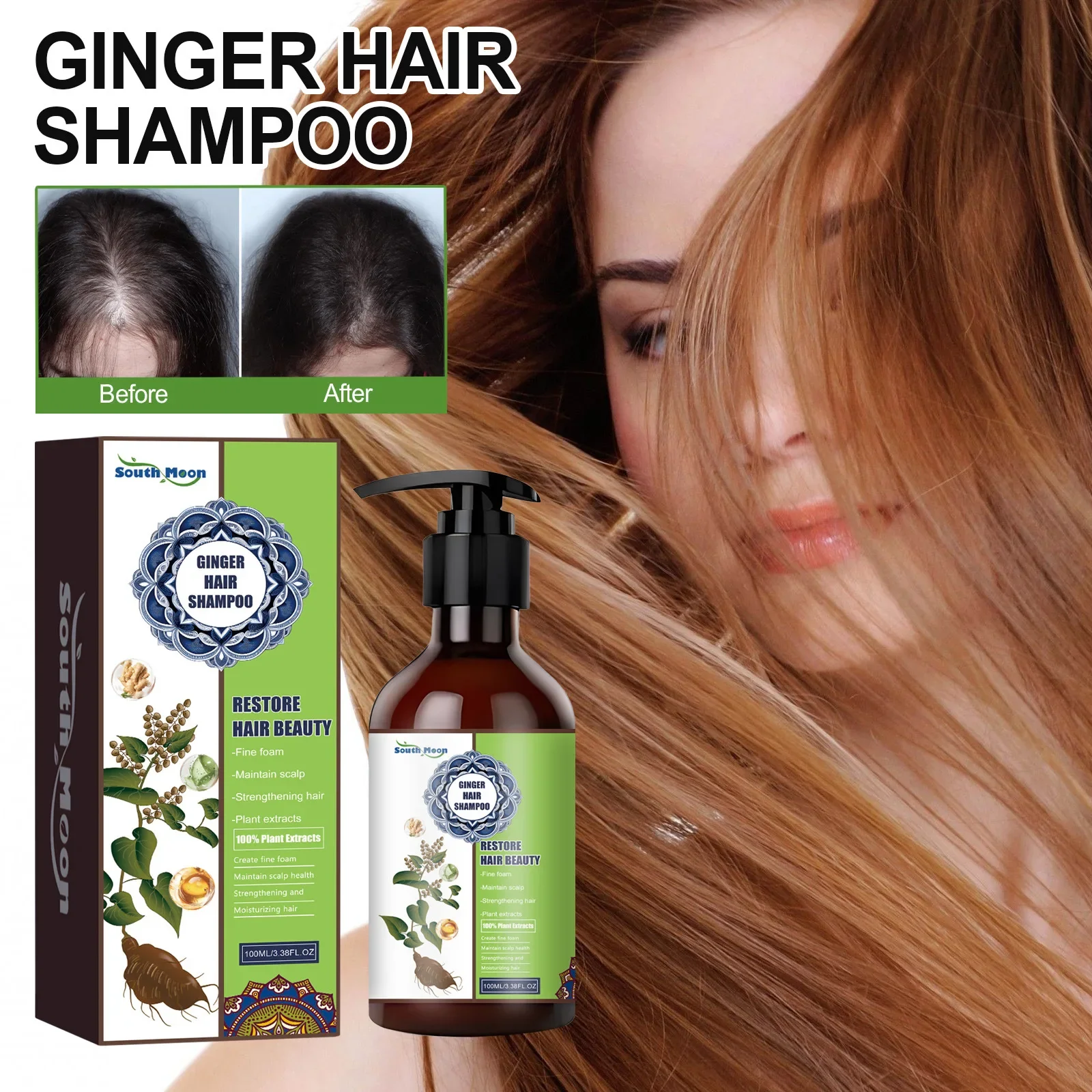 Fast Hair Growth Shampoo for Women and Men, Anti Hair Loss Treatment with Ginger Extract, Cleansing Scalp and Nourishing Hair