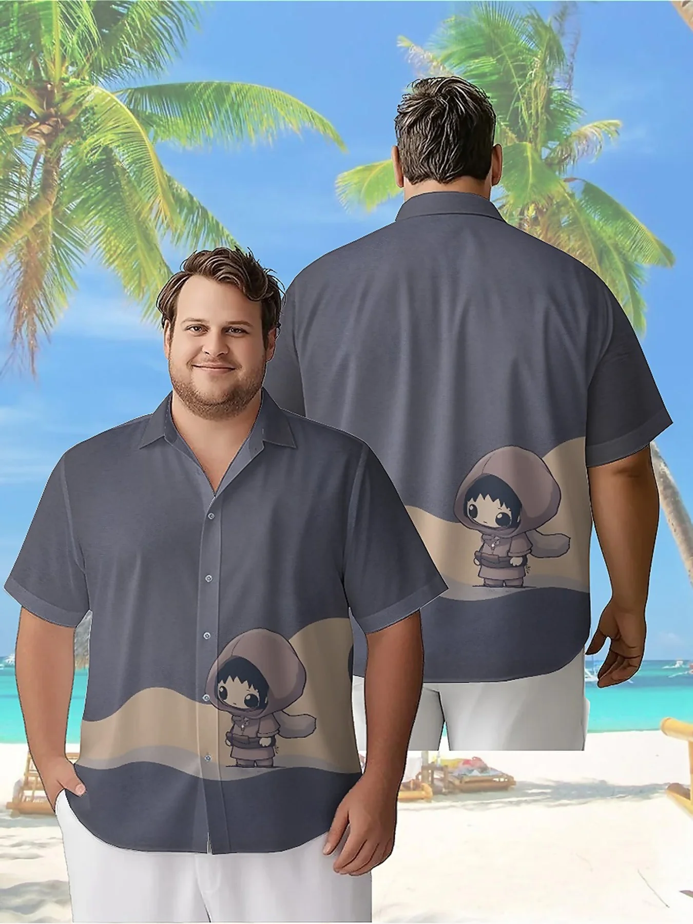 Men's Plus Size Hawaiian Shirts Fantasy Adventure Cape Pattern, Button Up Shirts, Unisex Casual Clothing, Summer Tops