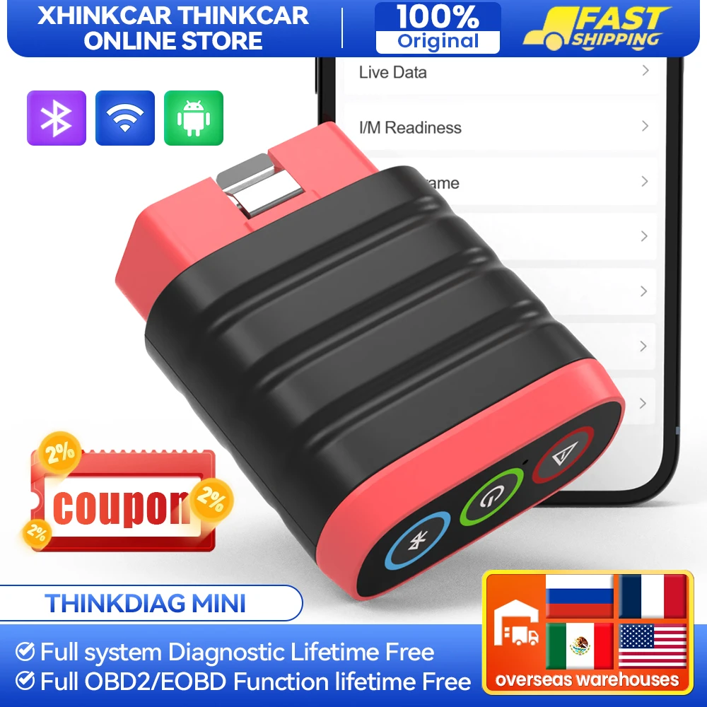 

THINKCAR THINKDIAG Mini Car Diagnostic Tool OBD2 Bluetooth Scanner tools All Cars Full System Diagnose Lifetime Free code reader