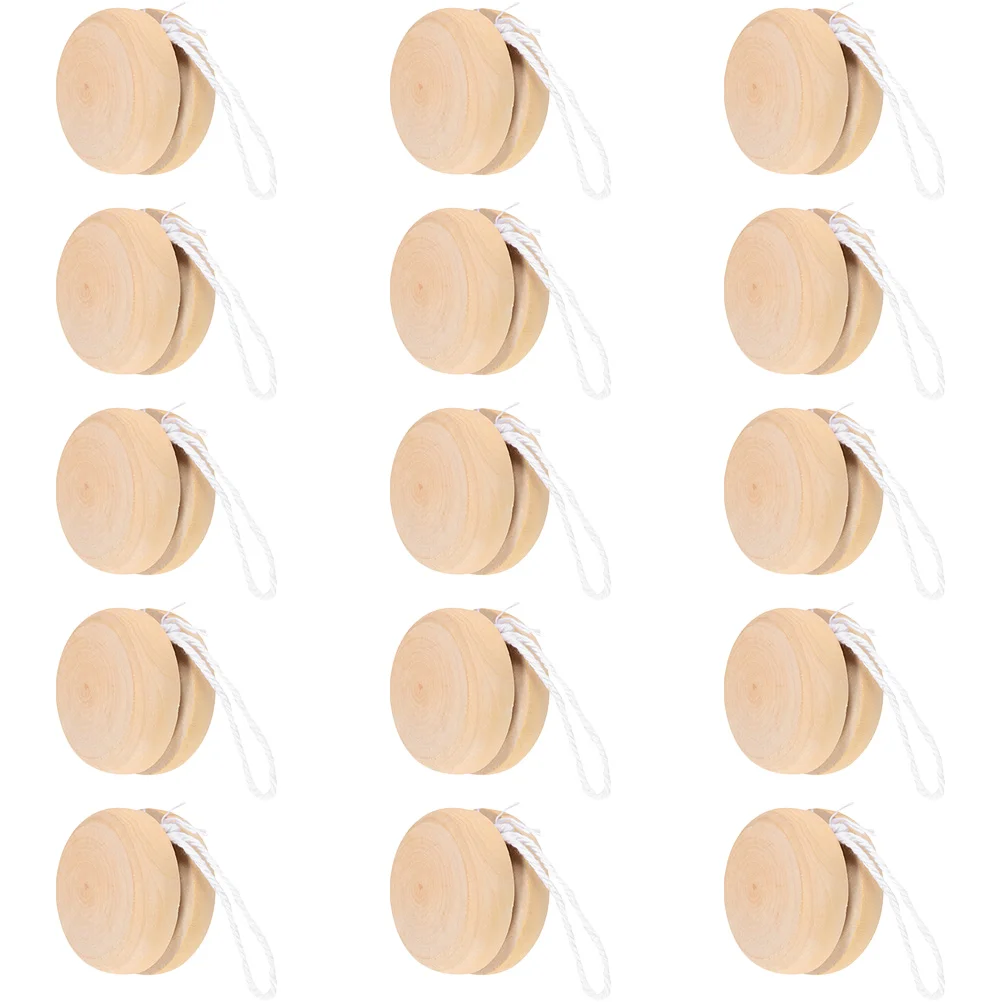 

15pcs Wooden Graffiti Toy Wooden Yo-Yo Plaything Hand Painting Yo-Yo Toy Kid Plaything