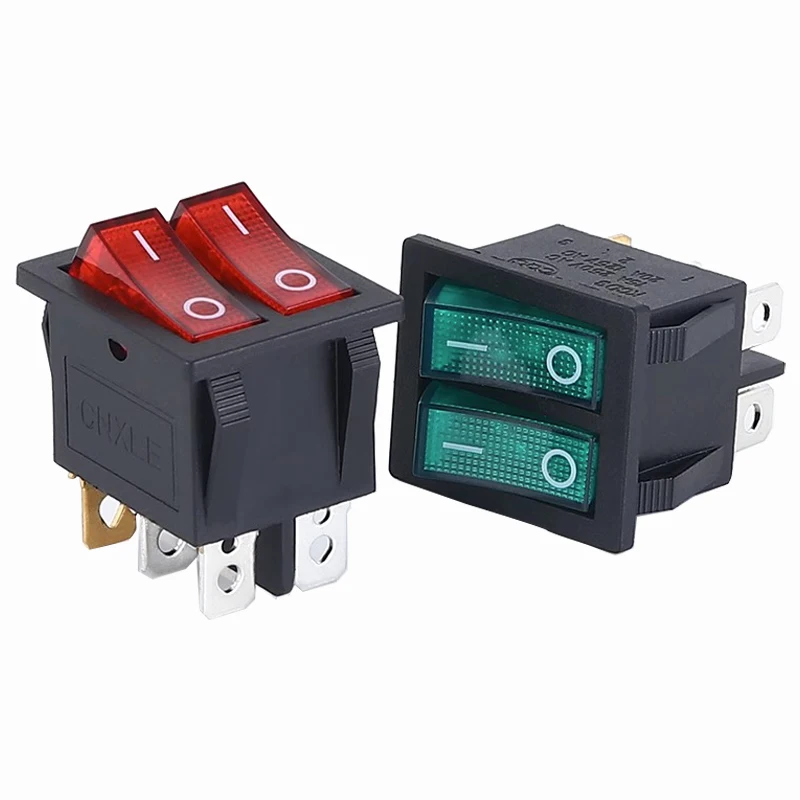 1PCS KCD8 6PIN 16A 250V 20A 125V Double Light Switch Rocker Switch Waterproof ON-OFF KCD6 Boat Power