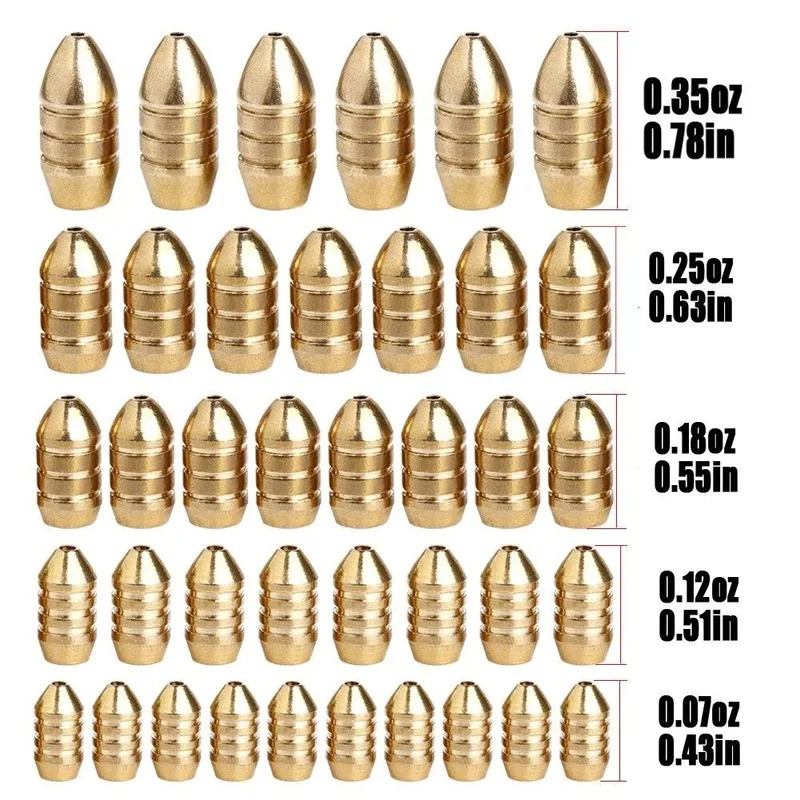 Plombs De Pêche En Laiton – 46 Pièces, 1,8g à 10g, Filetés Et Biseautés, Boîte Rangement, Eau Douce Et Salée - 4