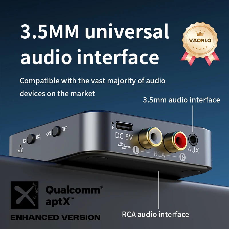 2in1 aptX Bluetooth 5.4 Audio Receiver Transmitter 3.5MM AUX RCA