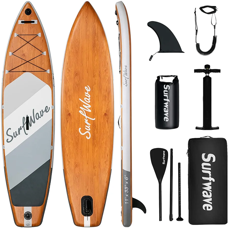 SUP-доска надувная Surfwave 11 '× 33 '' с креплением для камеры 5 л водонепроницаемая