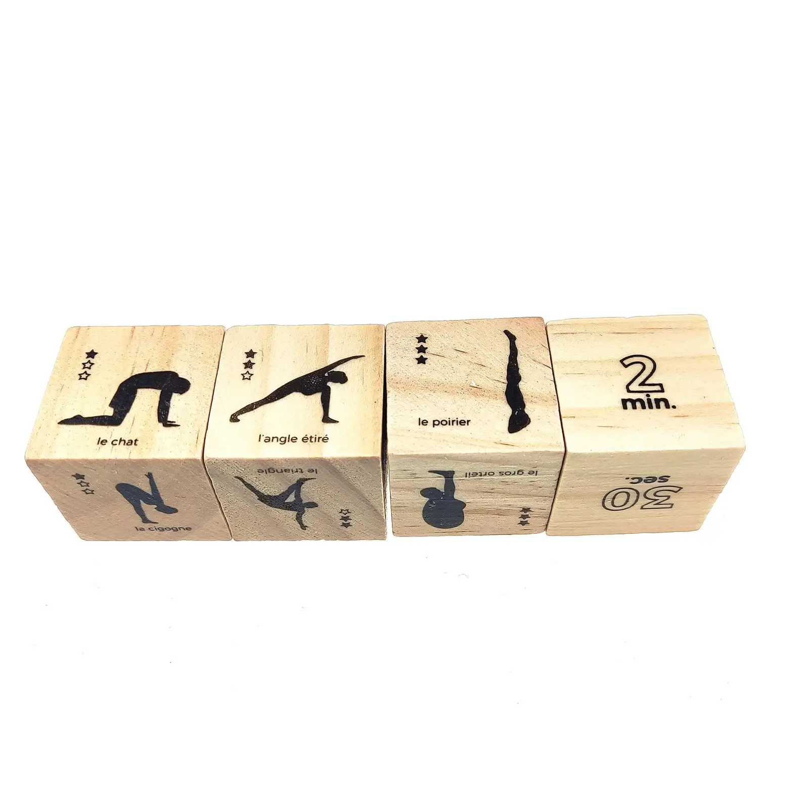 4 Pieces Wooden Yoga Dice Set with Different Poses for Yoga Lovers Beginners Wooden 8pc Dice Different Poses Fitness