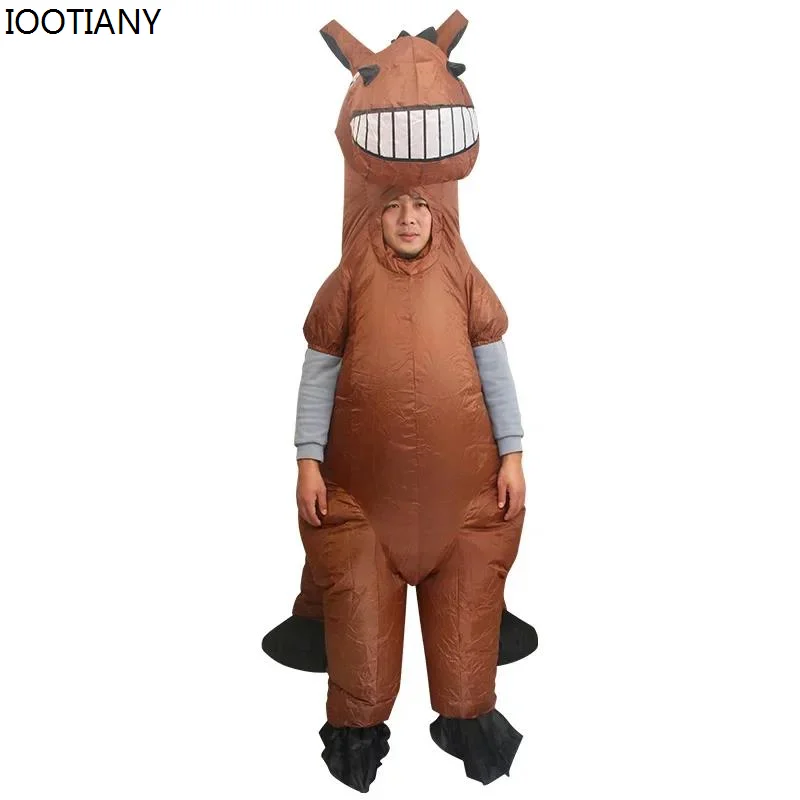 

New Halloween Brown Horse Cartoon Inflatable Suits Men Adult’s Funny Mascot Dress Up Carnival Festival Party Animal Show Clothes