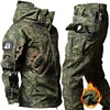 Tactical Waterproof Men Camo Set Soft Shell Fleece Winter Combat Suit Windbreak Warm Multi Pocket Outdoors Training Uniform 2