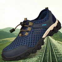 Men's Breathable Hiking Shoes Water-Resistant Hollow out Design Lightweight Mesh Upper Anti-Slip Soaking Wet Outdoor Shoes