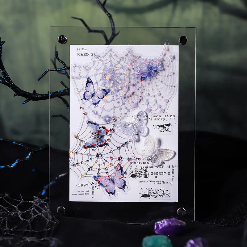 거미 멋진 아트 시리즈 장식 스티커, 레트로 거미줄 콜라주, 스크랩북 라벨, DIY 일기 저널 플래너, 10 개