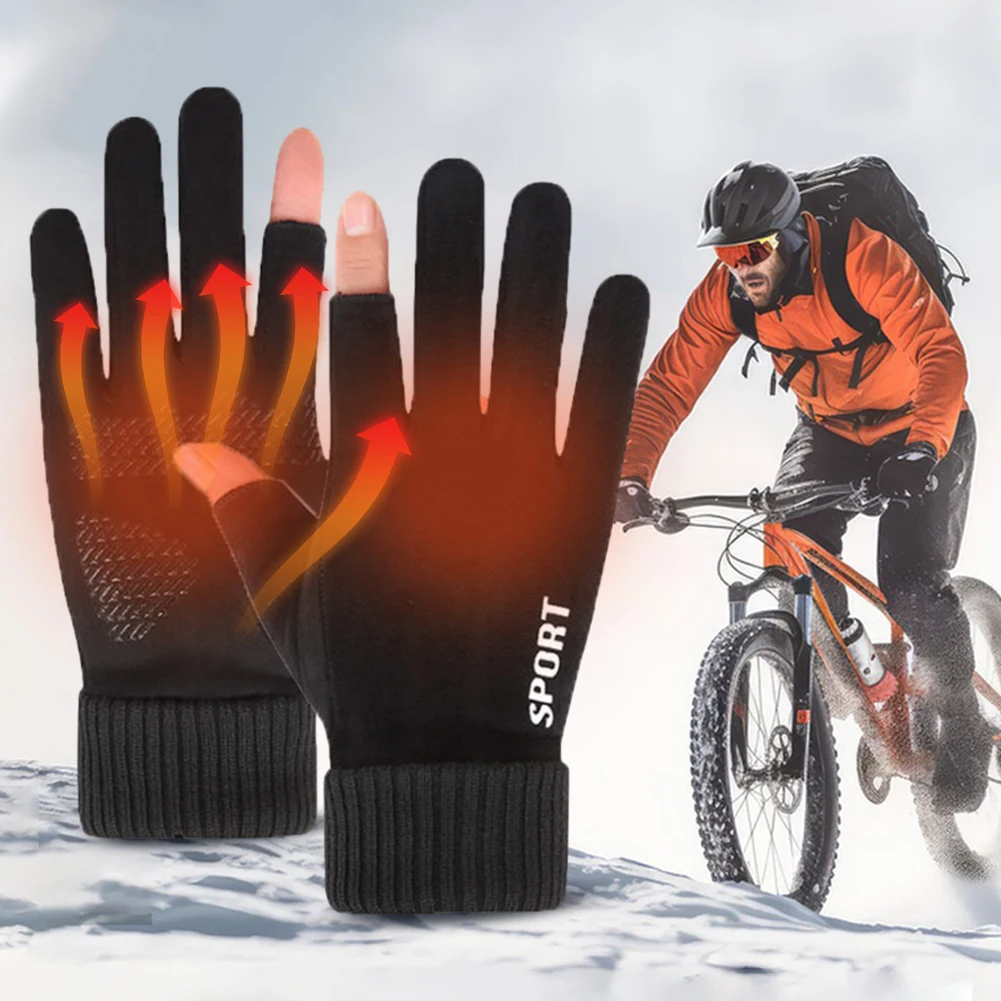 

Touch Screen Winter Ski Gloves Non-Slip USB Rechargeable Soft 2 Finger Heated Gloves for Cycling Running Driving Hiking Walking