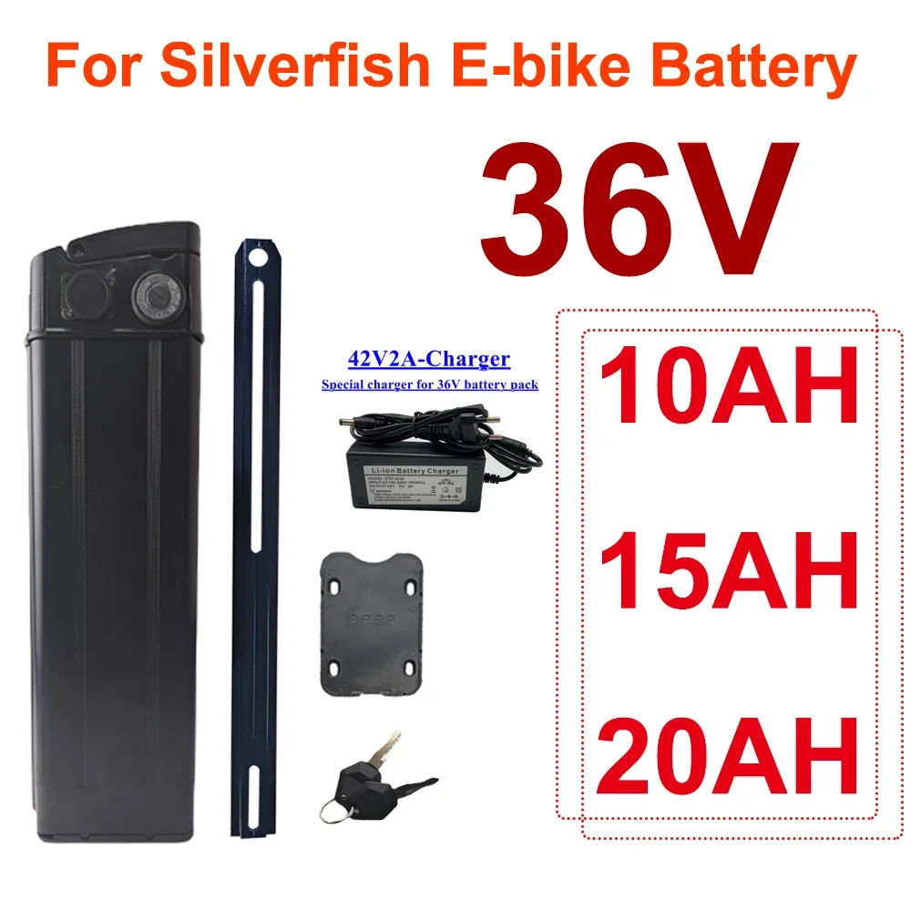 

For Silver Fish eBike Battery Li-ion Lithium 36V 10AH 15AH 20Ah E20 R8 Janobike Electric Folding Bicycle+Charger
