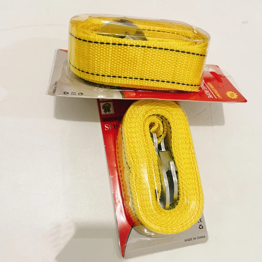 Nylon Double Flat Rope Fluorescent Towing Rope Automotive Strong Trailing 4 Meters car towing rope