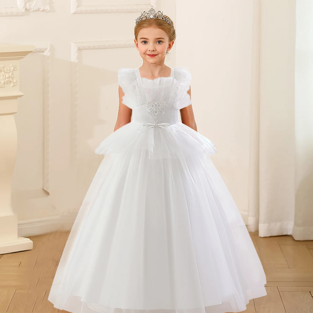 

Flower Girl Dresses For Wedding Children Lace Pageant Long Gown Princess Birthday Party Formal Gala Costume Evening Vestidos
