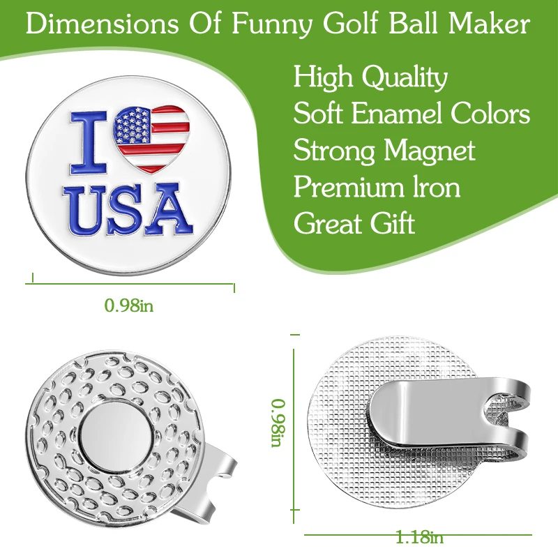 Magnetic Golf Ball Marker Hat Clip Creative Accessories Golf Supplies Clothing Baseball Cap Clips Gift for Dad Husband Son