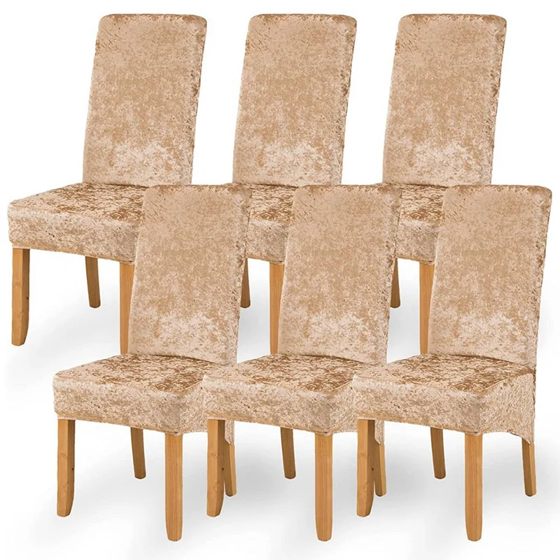 

Комплект из 6 чехлов на стулья с высокой спинкой, блестящий бархатный тканевый чехол на сиденье стула, чехол для ресторана, отеля, свадьбы, вечеринки