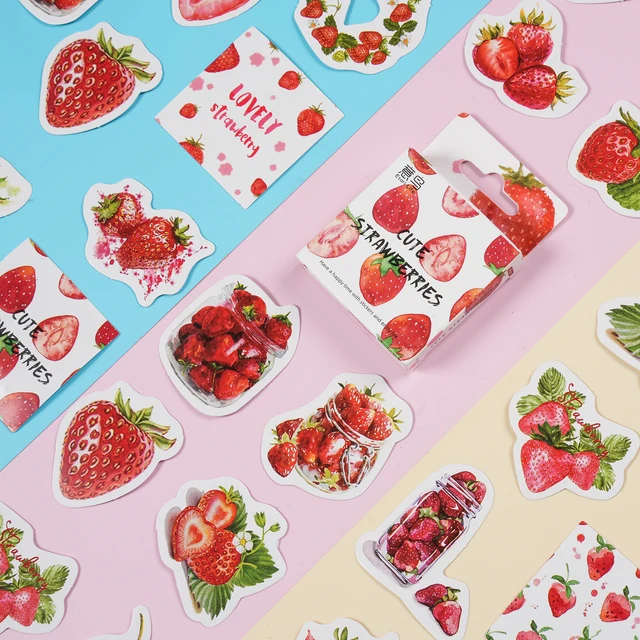 46pcs Cute Fruit Strawberry Boxed Stickers Decorative Scrapbooking Vintage  Label Diary Stationery Album Phone Journal Planner - AliExpress