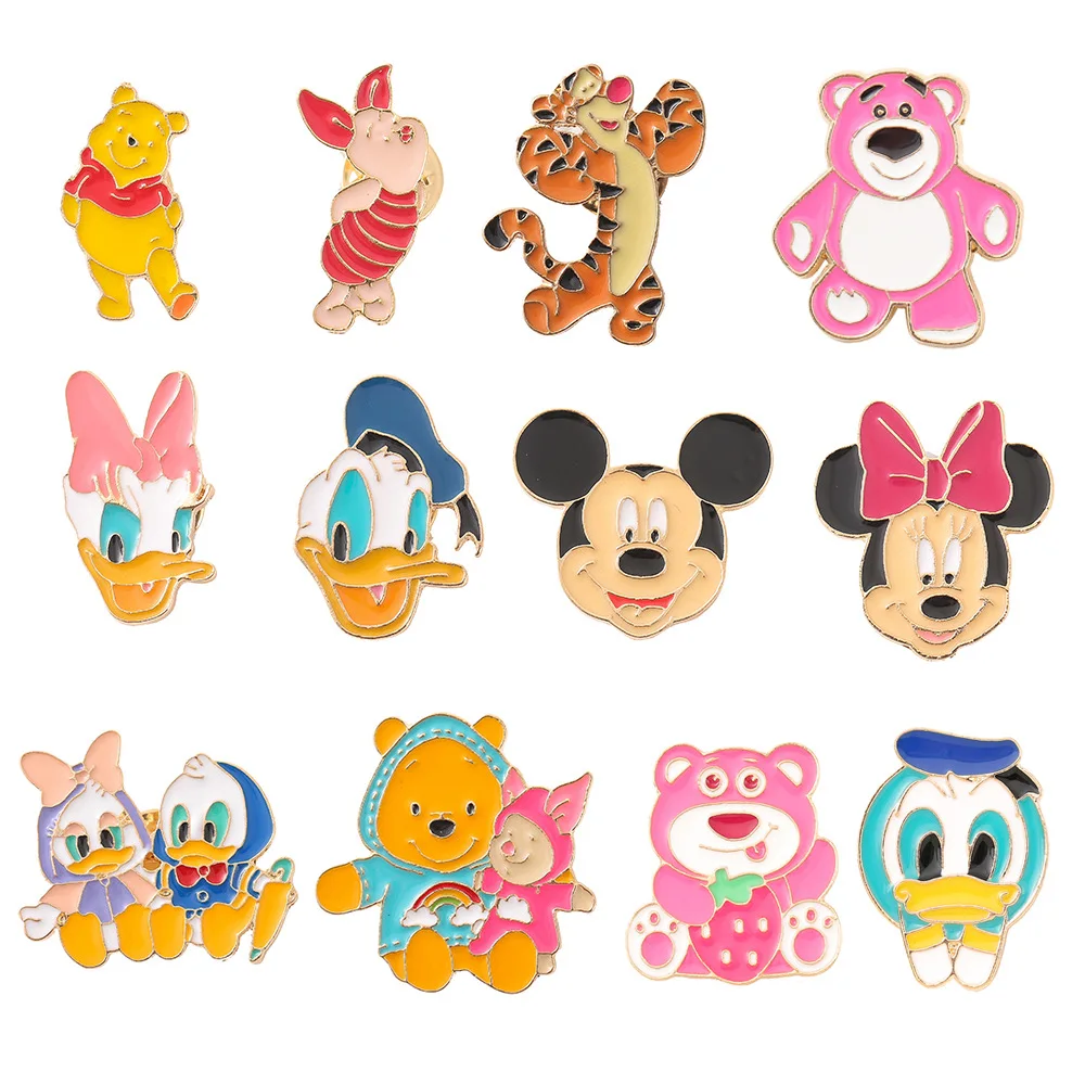 

Disney Cartoon Figure Enamel Pins for Backpack Accessories Mickey Stitch Badges Winnie The Pooh Donald Duck Brooch Jacket Pins