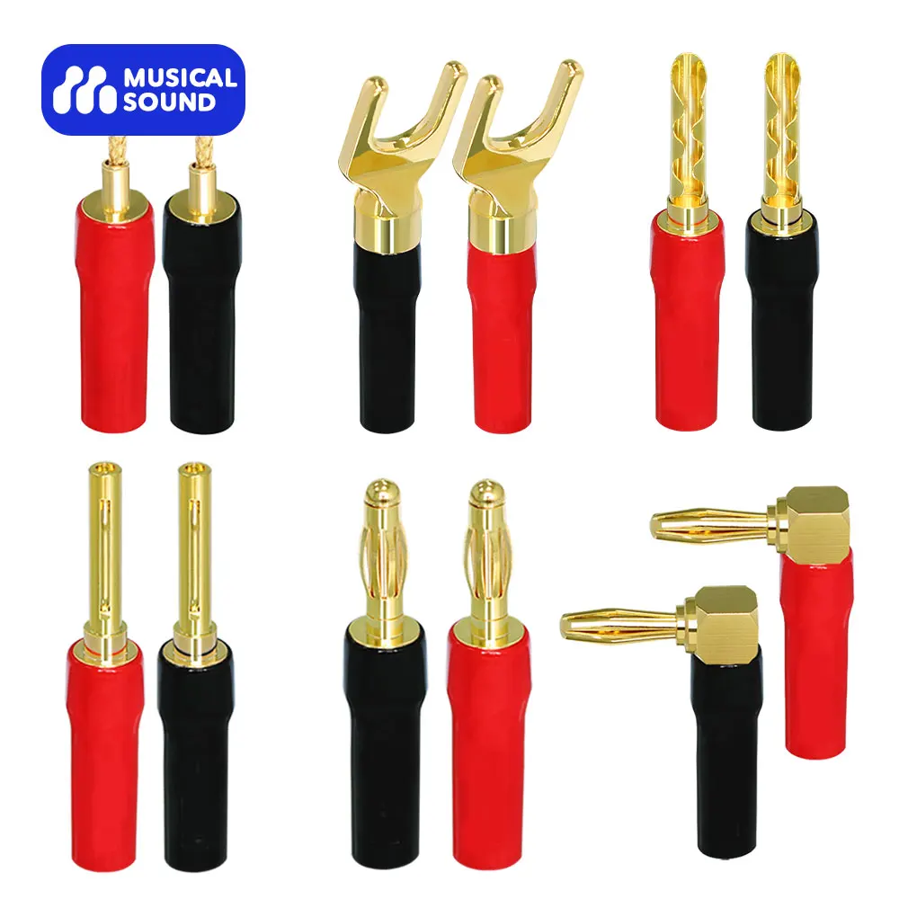Suono Musicale Spine A Banana Connettore Del Cavo Dell'Altoparlante Doppio Blocco A Vite Connettori A Banana Placcati In Oro 24K Jack Per Cavo Dell'Al