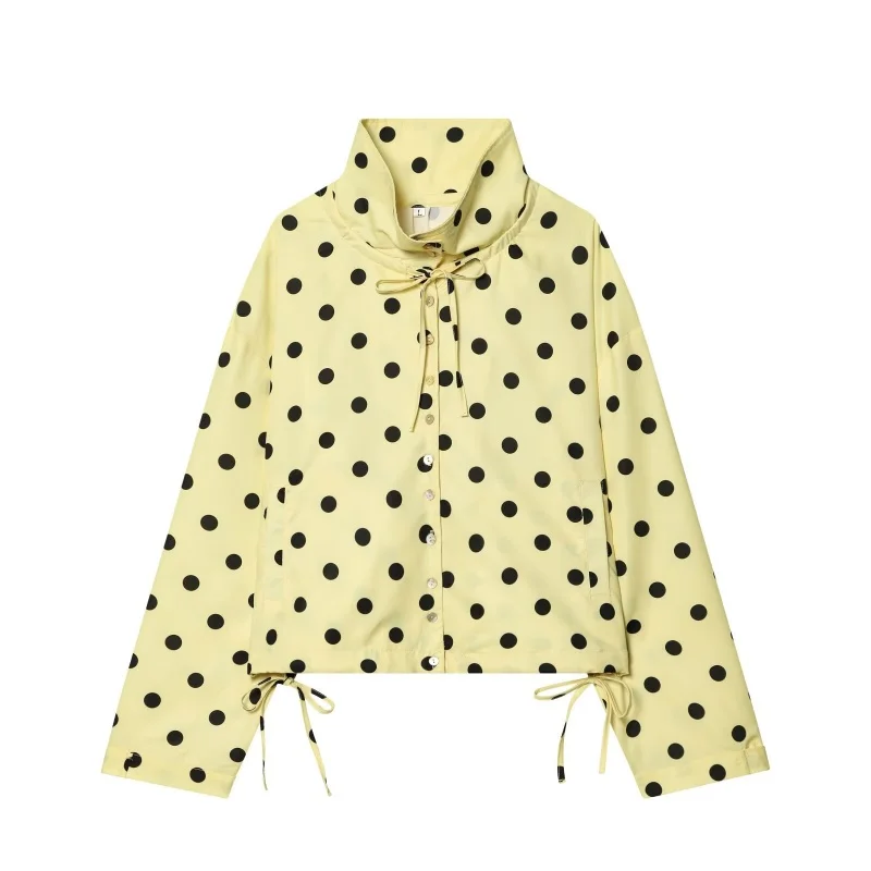 Abrigo Ajustado con Estampado de Puntos para Mujer, Nueva Moda 2026, Chaqueta de Manga Larga, Estampado de Puntos Vintage, Elegante, para Oficina, Cárdigan