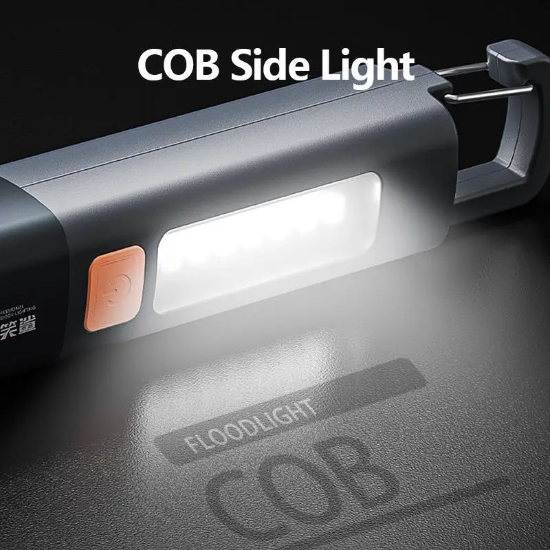 Strong Lighting ABS Flashlamp USB Charging Portable Outdoor Small Flashlight Camping Hanging Lamp Telescopic Focus COB Side Lamp