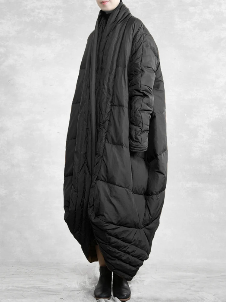 EAM Camel Big Size Thick Warm Long Down Jacket New Long Sleeve Warm Women Parkas Fashion Tide Autumn Winter 2026 31A1074