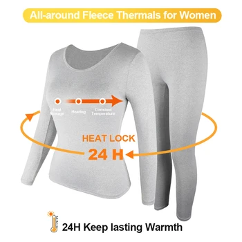 Thermal Underwear for Women Long Johns Set Cold Weather Autumn Winter Pajamas Top Bottom 2 Pieces Sets Shirts + Pants 3