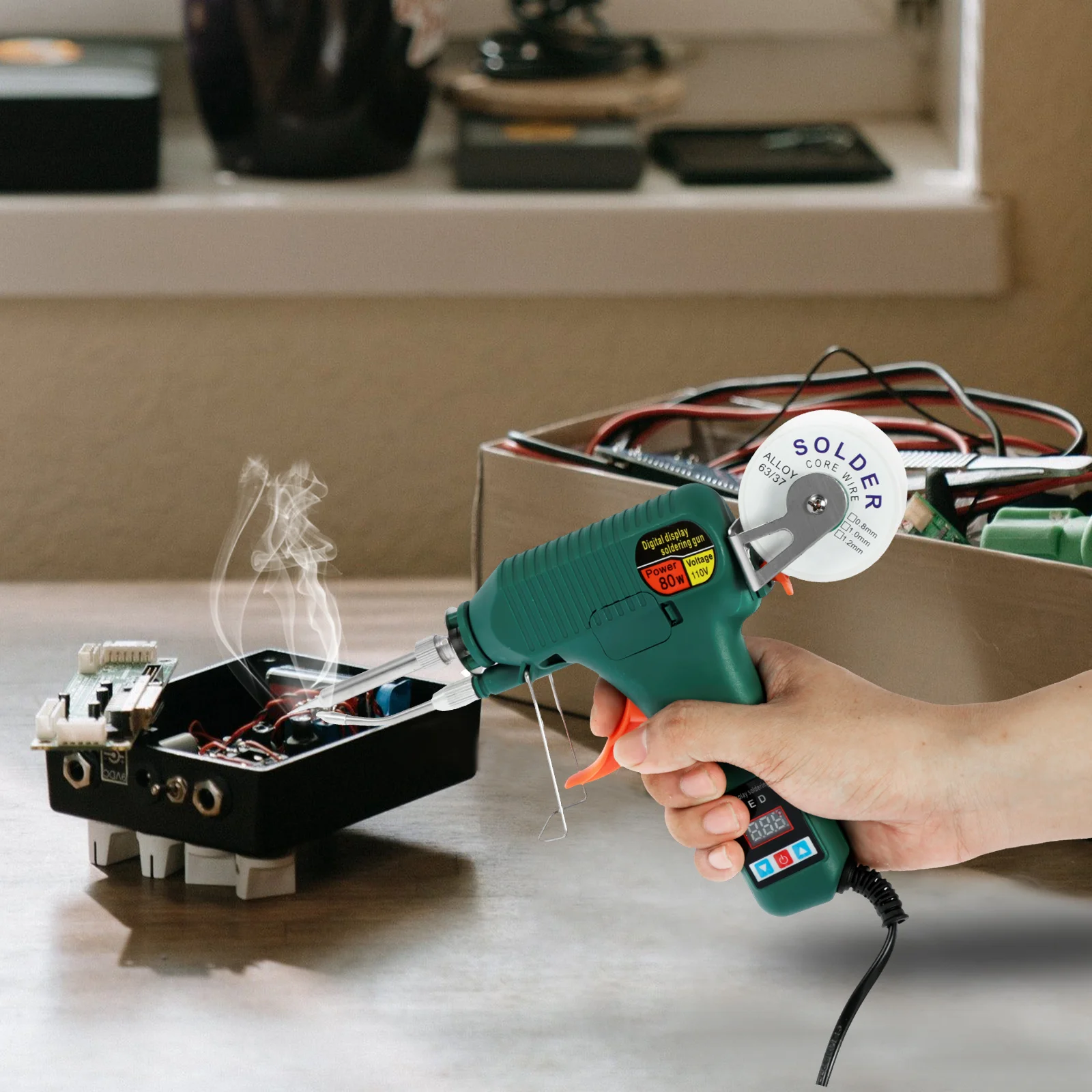 Soldering Iron Kit 80W 180-520℃ Adjustable Temperature Soldering Iron Kit Corded Solder Electric Welding Tool for Repair