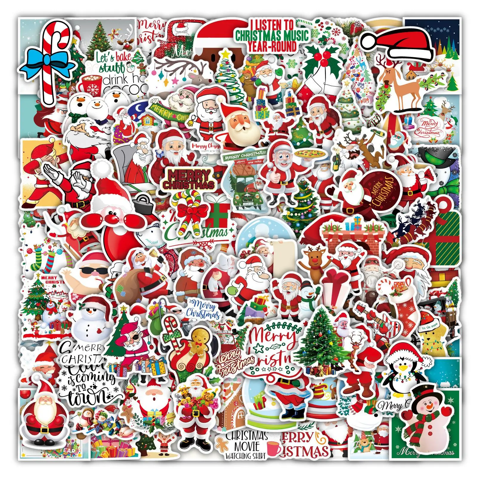 

Christmas Theme Stickers, Non-Repeating Vinyl Waterproof for Home, daily necessities, stationery decor Santa Claus Stickers Gi