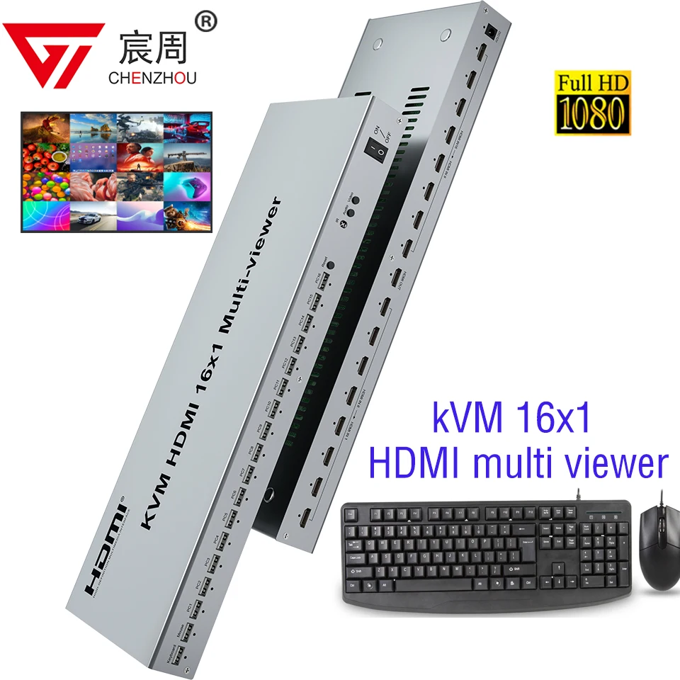 1080P @ 60hz USB KVM 16x1 HDMI Многофункциональный просмотр мыши клавиатуры 16 Way бесшовный переключатель Multiviewer 2 4 6 8 16 многоэкранный разделитель